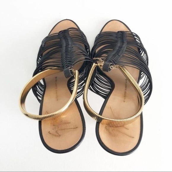 Giuseppe Zanotti Pissi Gold Ankle Band Leather Heeled Strap Sandals 36.5 / 6.5 - Picture 8 of 12